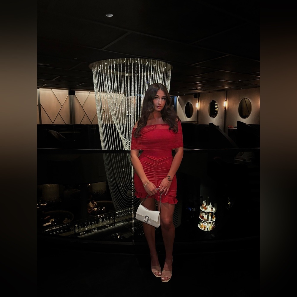 Meshki Red Off-Shoulder Mini Dress